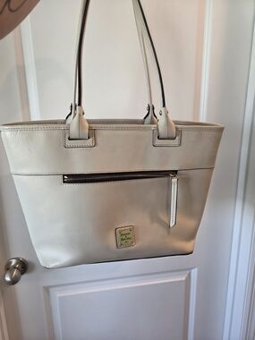 Dooney & Bourke Cream Leather Zip Tote Shoulder Bag TLC Rehab Project Read